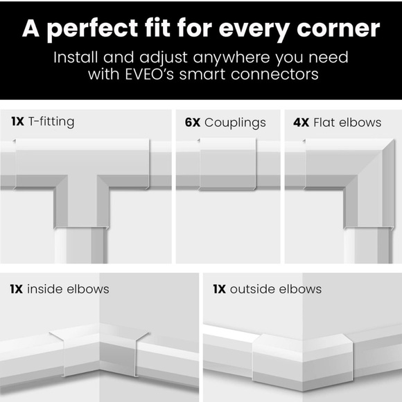 Eveo White 153 inch Chord Cover for TV on Wall Paintable Cable Concealer - Picture 5 of 8